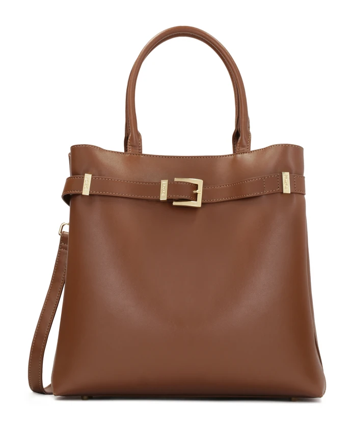 

Коричневая кожаная сумка с пряжкой Kazar, коричневый