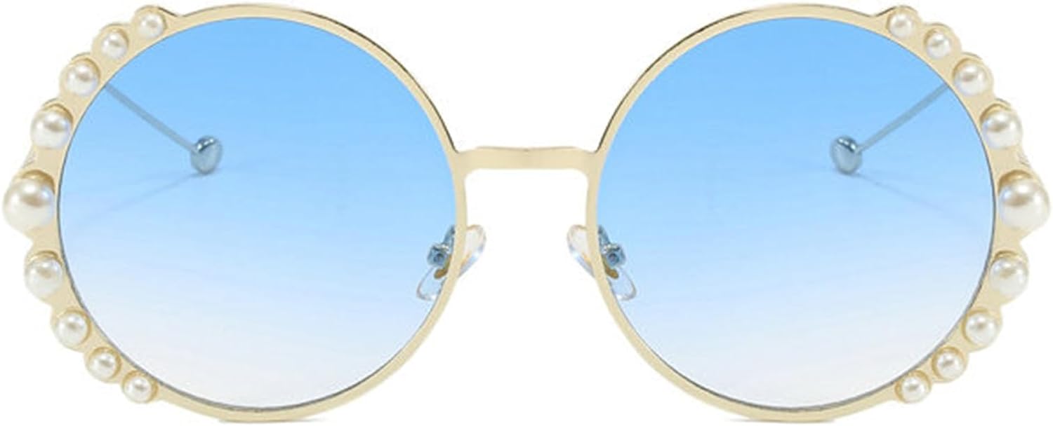 

Солнцезащитные очки Willochra женские круглые, с кристаллами, бриллиантами и жемчугом, ручной работы, конфетного цвета, с цветочным дизайном, летние солнцезащитные очки, Blue