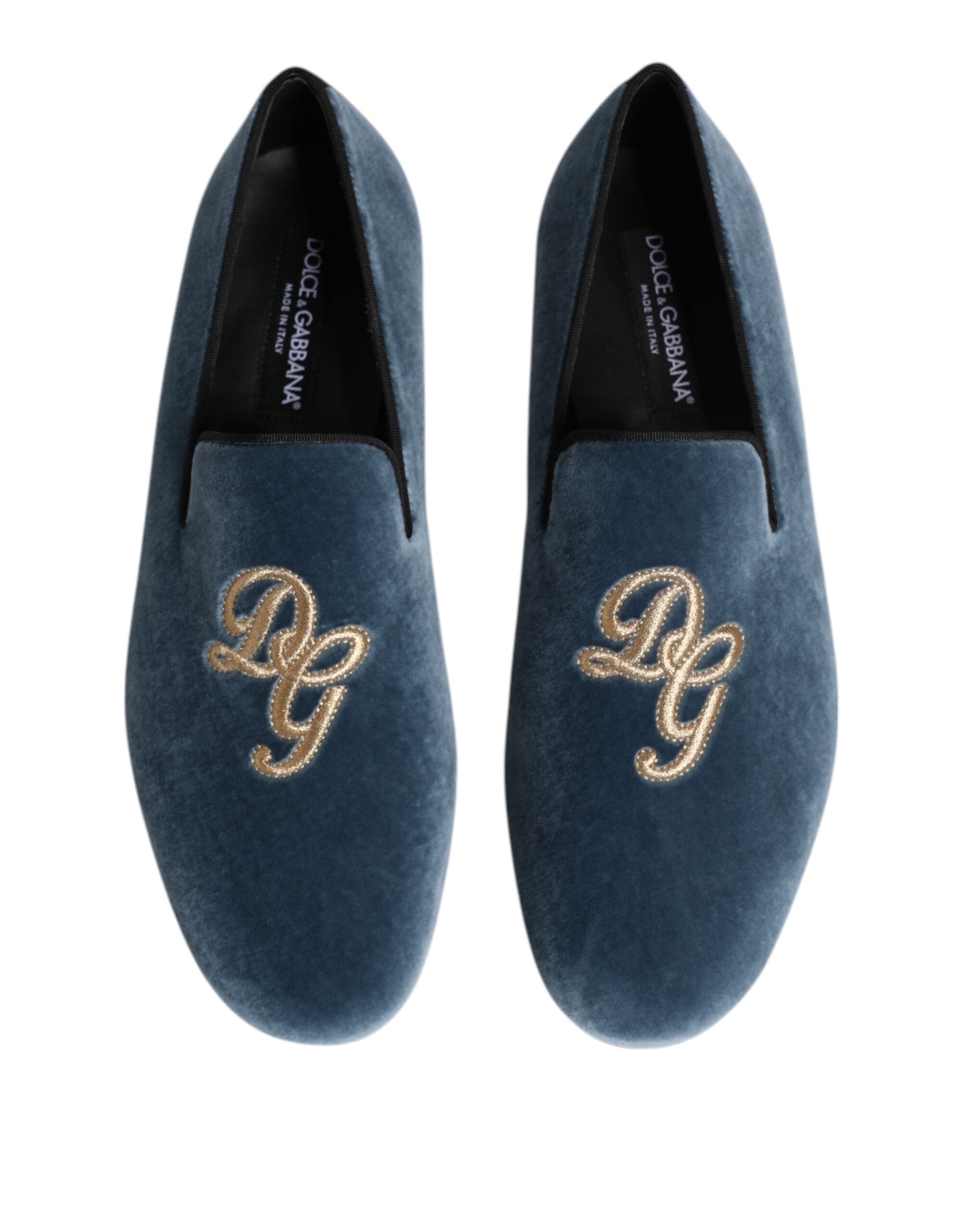 Синие бархатные лоферы с логотипом DG. Официальные туфли. Dolce & Gabbana, синий — фото 3