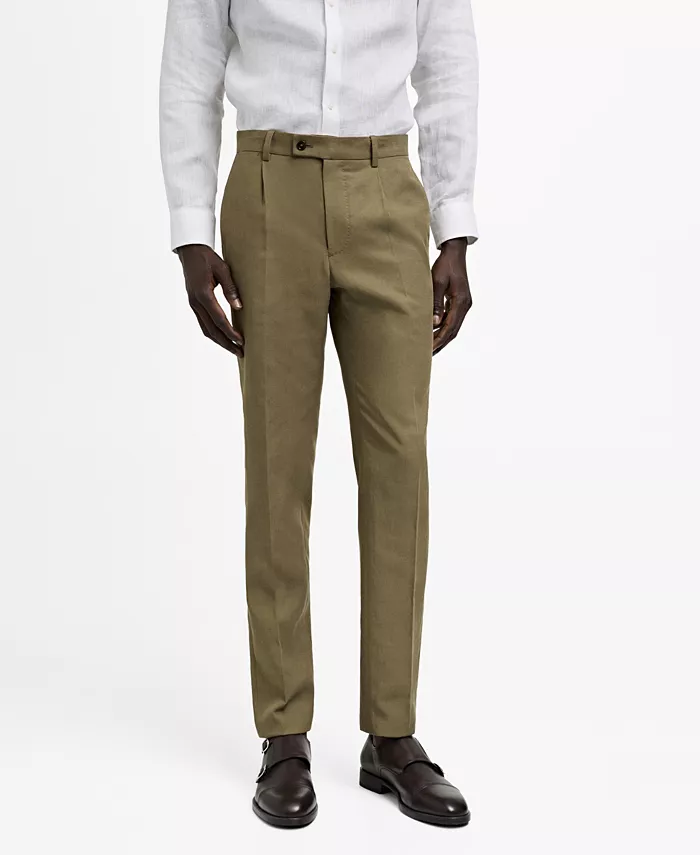 

Мужские брюки-чинос Slim-Fit Pleated MANGO, коричневый/бежевый