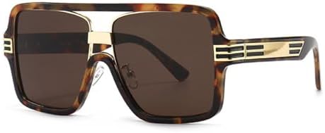 

Ретро большие квадратные солнцезащитные очки для женщин, модные солнцезащитные очки UV400 для мужчин, квадратные солнцезащитные очки с леопардовым принтом MTZJH, Leopard Tea