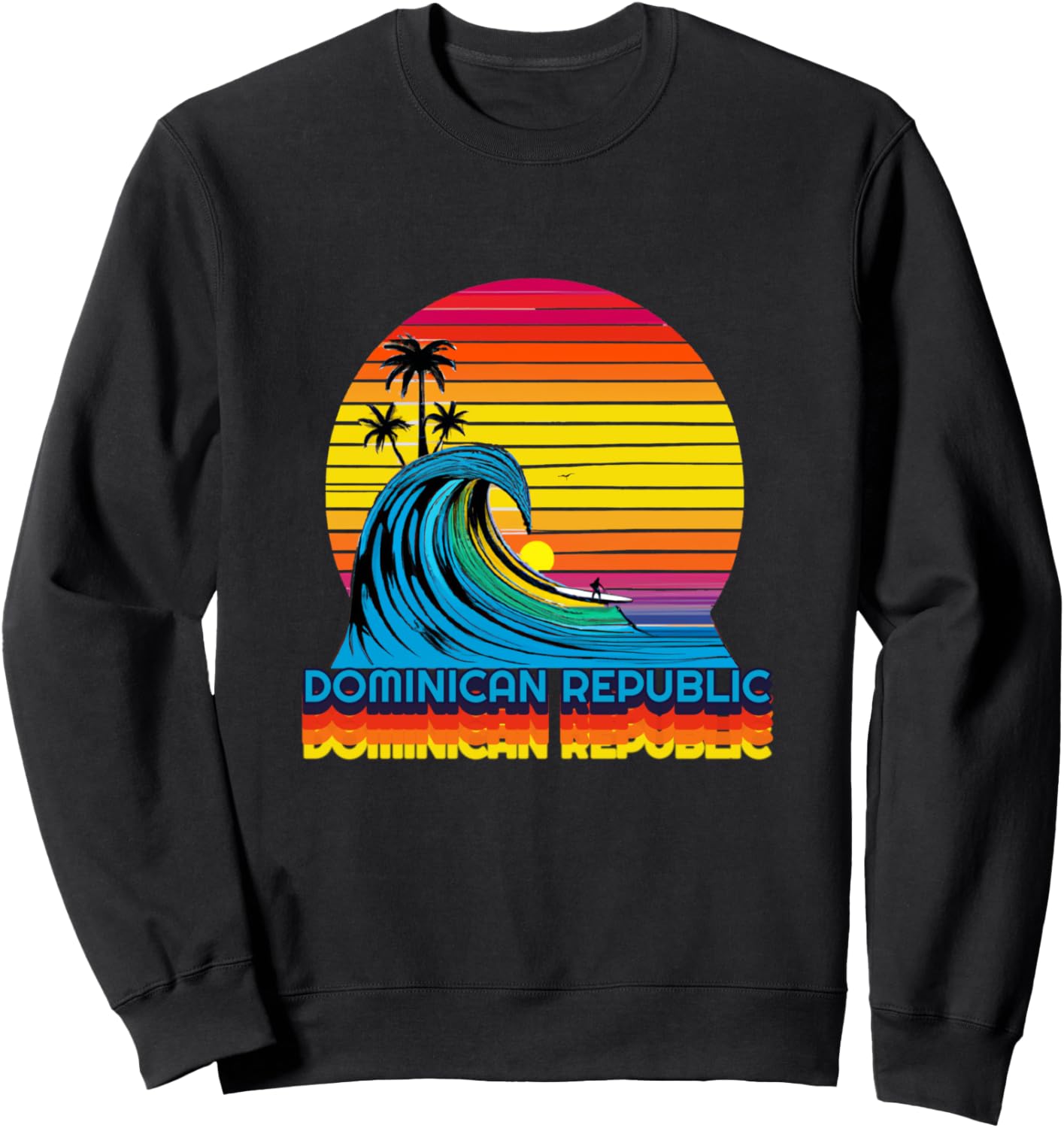 

Ретро-толстовка с символикой Доминиканской Республики для серфинга и пляжа Dominican Republic Retro Beach Accessories, черный