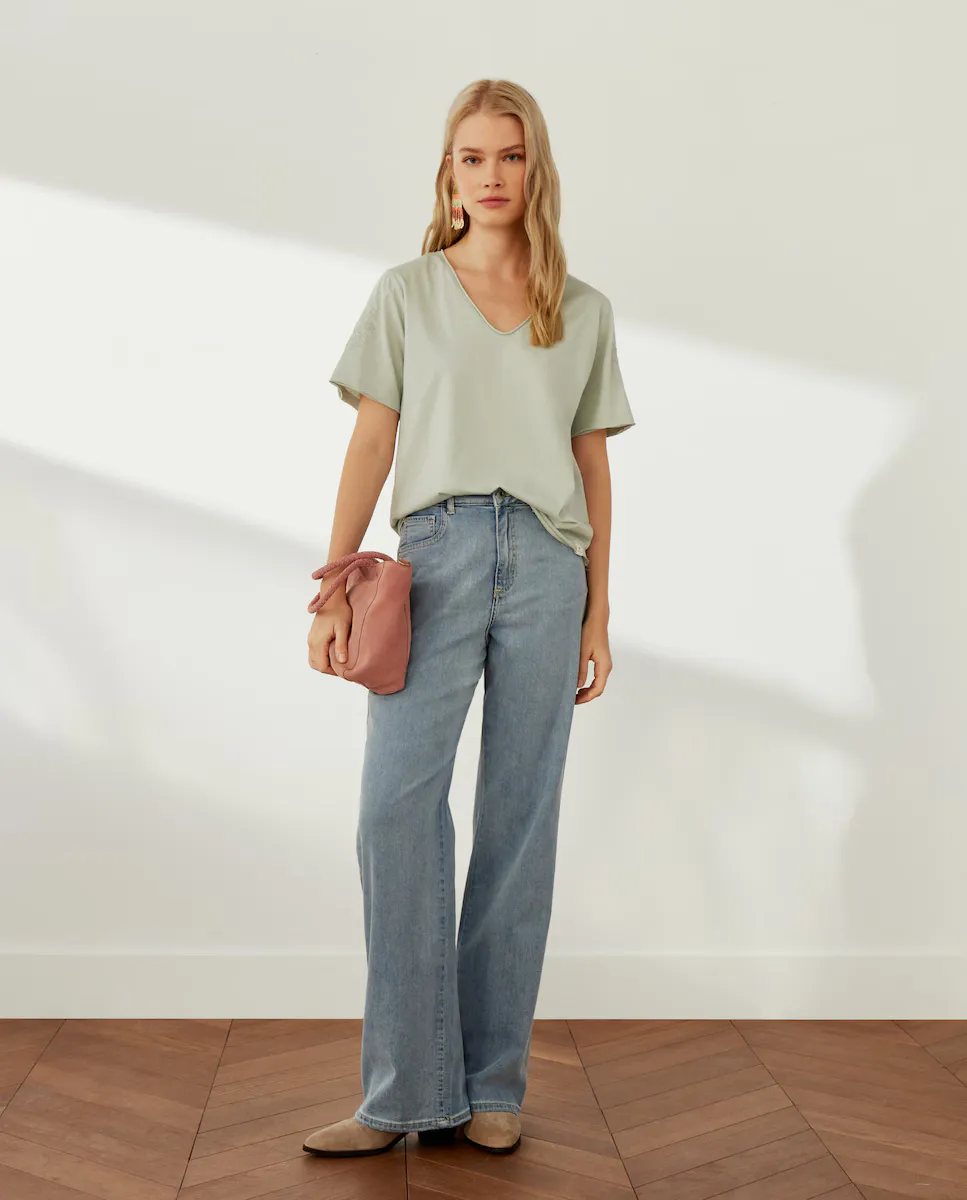 

Футболка женская с коротким рукавом и вышивкой Southern Cotton, зеленый