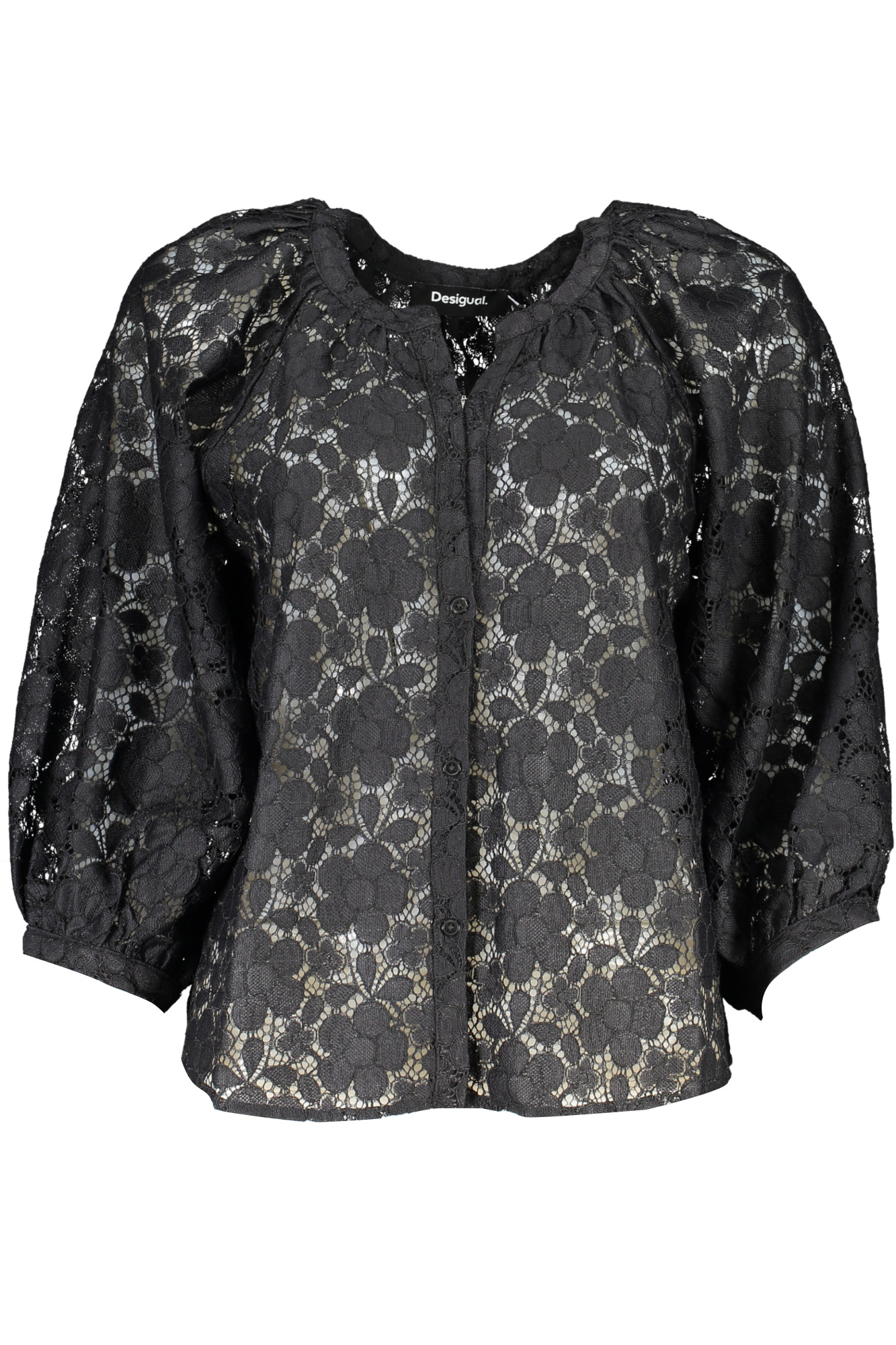 

Женская блузка Desigual с длинными рукавами кружевная, черный