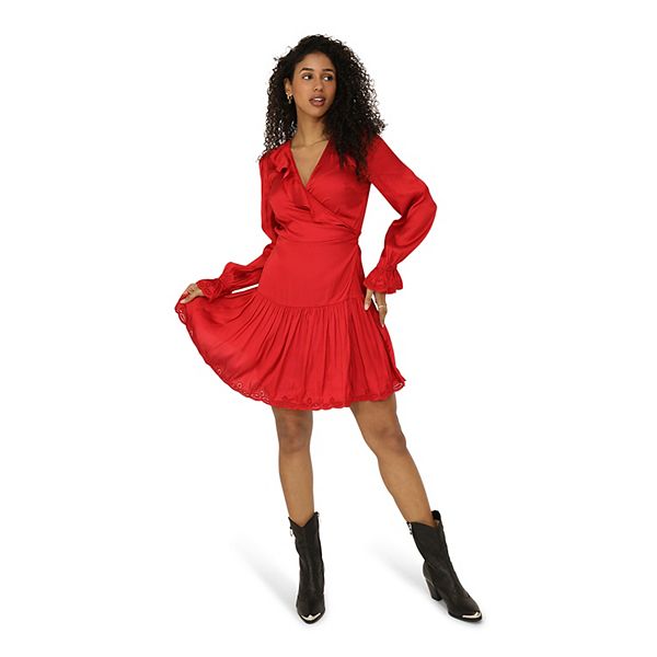 

Платье-кимоно с вышивкой в виде полевых цветов Belle & Bloom, Red