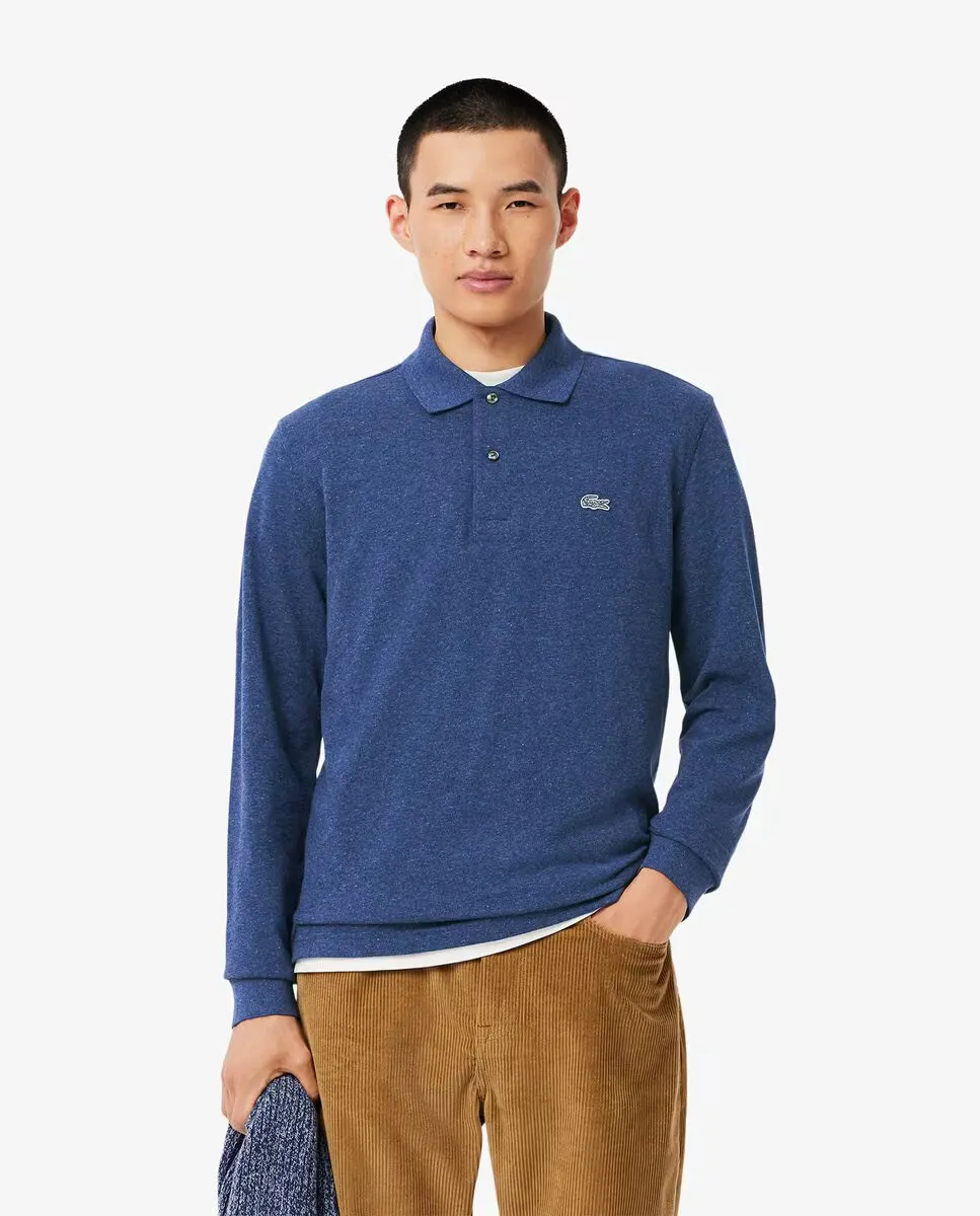 

Оригинальная мужская рубашка-поло с длинными рукавами Lacoste, темно-синий