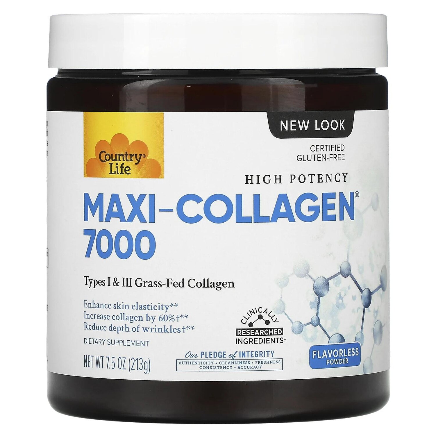 

Country Life Maxi-Collagen витамины C и A плюс биотин высокоэффективный порошок без запаха 7.5 унций (213 г)