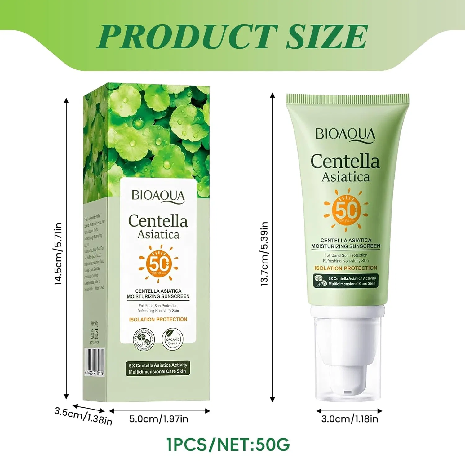 Солнцезащитный крем Centella SPF 50 с ниацинамидом, 50 г Hanggon, Color7 — фото 2