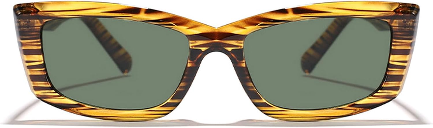 

Модные солнцезащитные очки «кошачий глаз» для женщин, зелено-коричневые солнцезащитные очки для женщин, тренды Y2K, очки с защитой от УФ-излучения UV400 mincl, Yellow Green