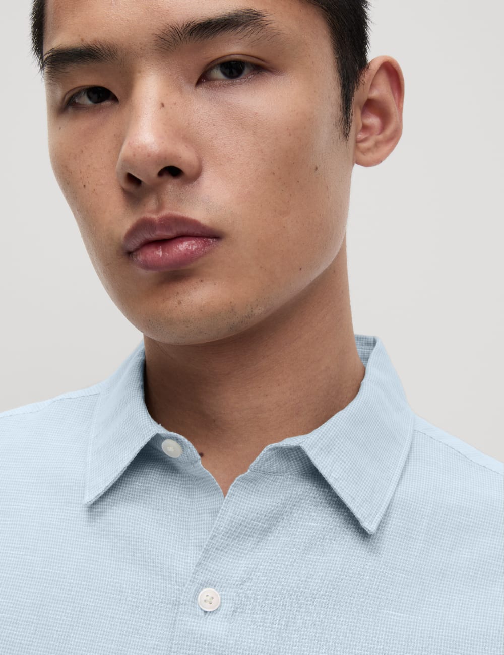 

Рубашка Puppytooth из смеси хлопка и льна Marks & Spencer, цвет Light airforce