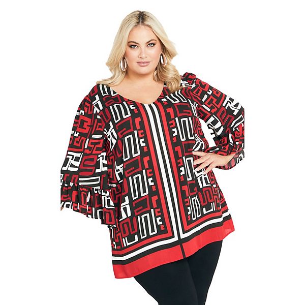 

Женская футболка plus size Strike a Pose Avenue, Black Red Geo