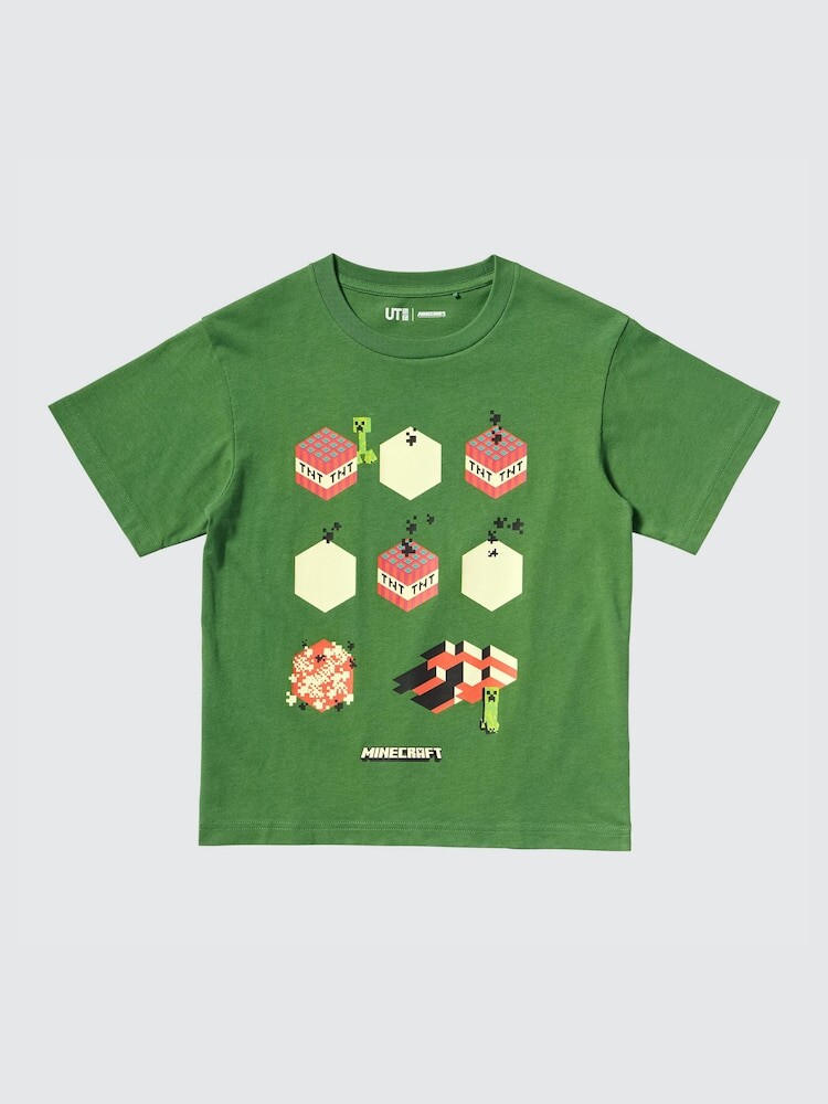 

Футболка с графикой minecraft ut Uniqlo, цвет 54 зеленый