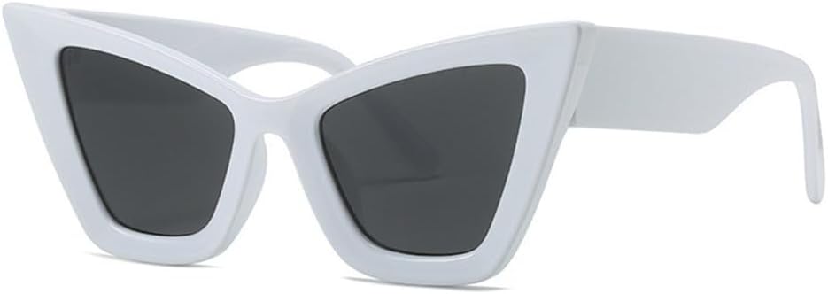 

LVTFCO Модные солнцезащитные очки большого размера для женщин и мужчин, модель «кошачий глаз», современные ретро-очки, трендовые оттенки, защита от ультрафиолета UV400, White Gray