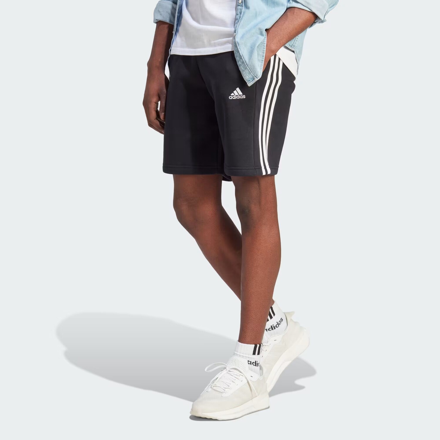 

Флисовые шорты Essentials с 3 полосками Adidas, цвет Black