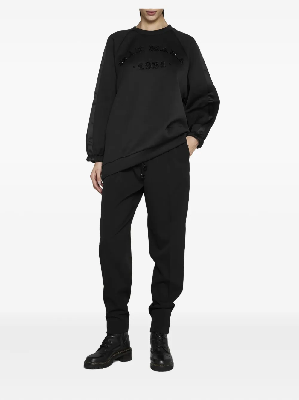 Толстовка с декорированными атласными вставками MAX MARA, черный — фото 2
