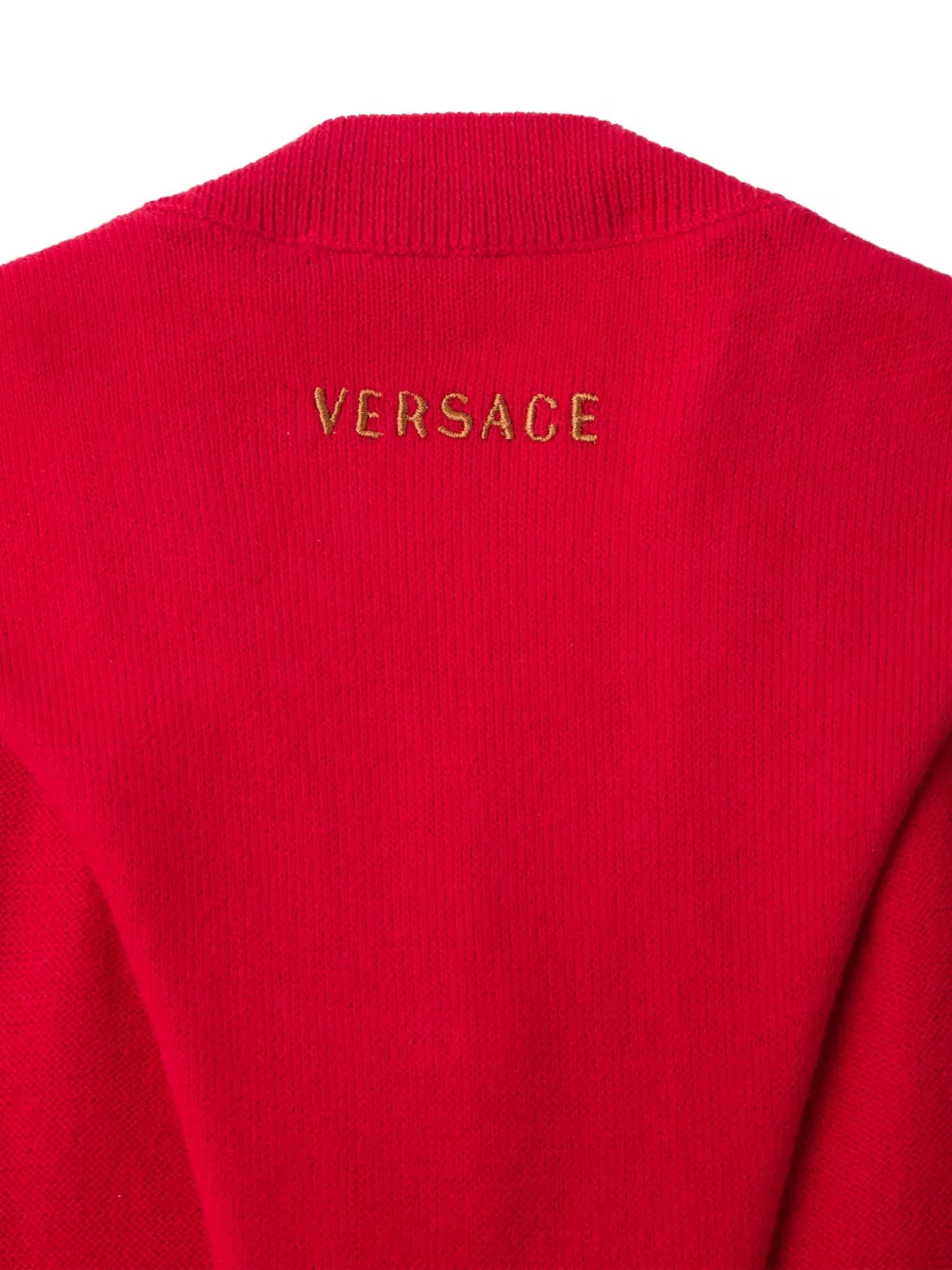 Вязаный топ с V-образным вырезом и логотипом Versace, красный — фото 4