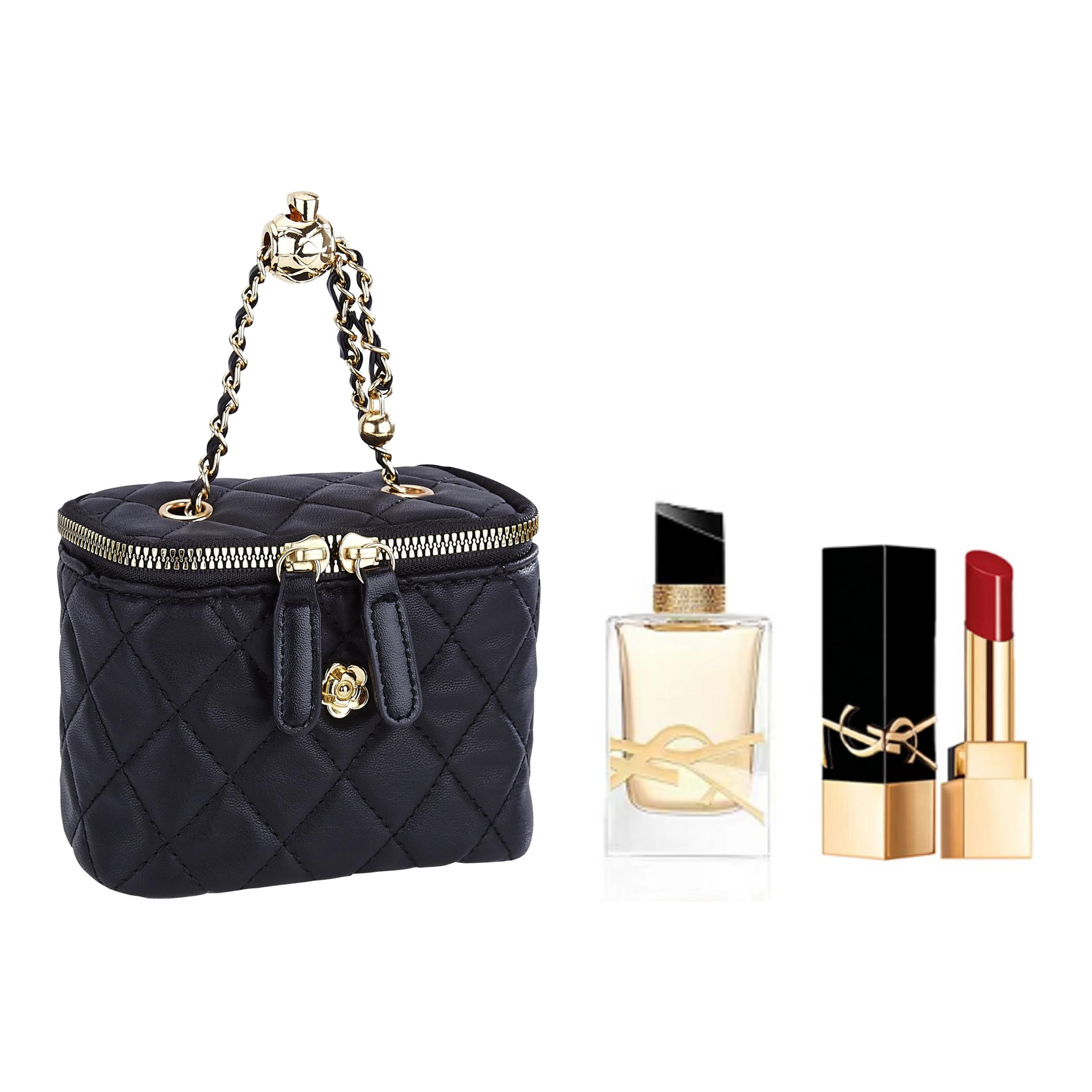 

Пробники косметики Square Tube для женщин SAINT LAURENT, Liberty Eau De Parfum Intense 7.5ml+Relief 1971 800mg+Mini Shoulder Bag