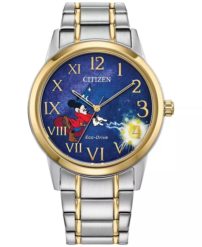 

Eco-Drive Мужские двухцветные часы-браслет из нержавеющей стали Apprentice Sorcerer Mickey, 40 мм Citizen