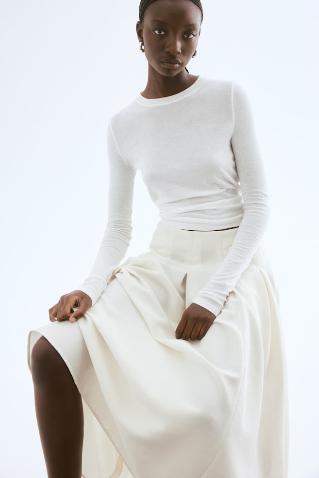 

Длинная плиссированная юбка H&M, бежевый