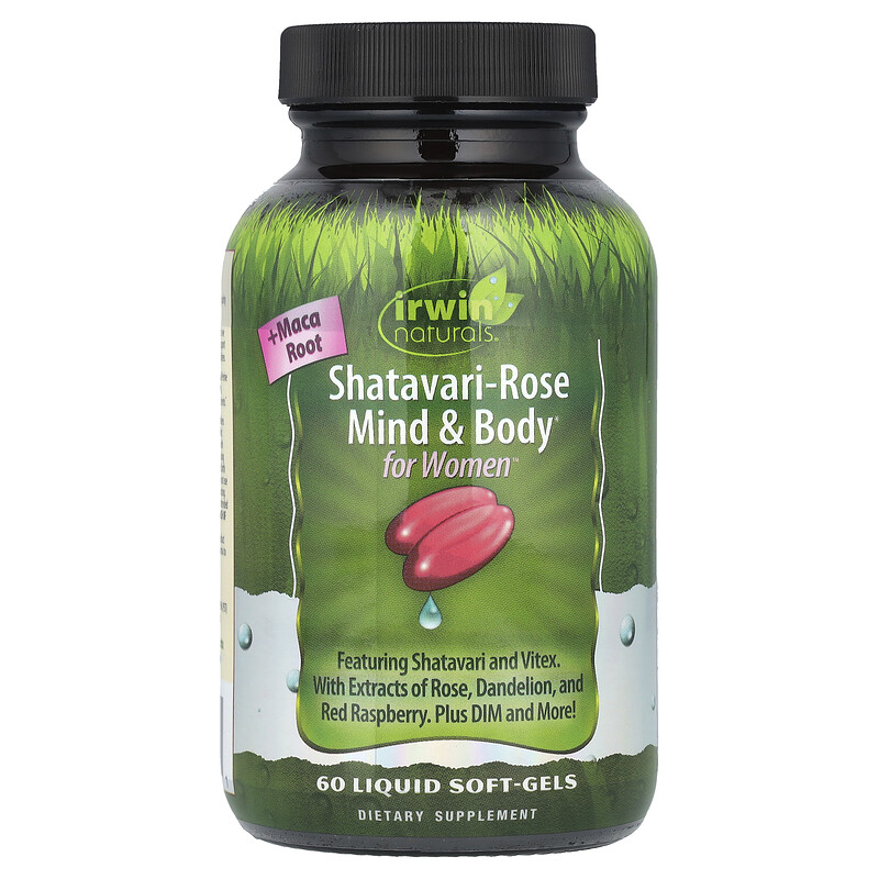 

Irwin Naturals, Shatavari-Rose Mind & Body, для женщин, 60 мягких таблеток