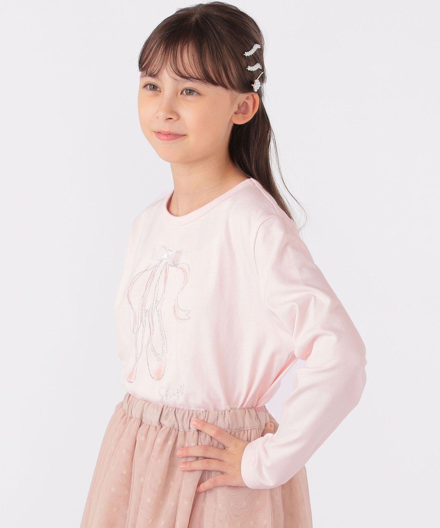 Детская балетная футболка с длинным рукавом, размер 140-150 см SHIPS KIDS, Light Pink — фото 3