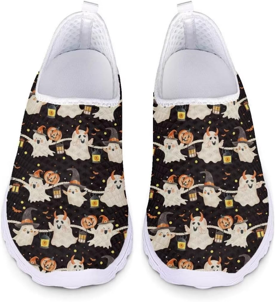 

Дышащие кроссовки из сетки для мужчин и женщин, на пятке, для бега и тренировок, на все сезоны Xixirimido, Pumpkin Ghost