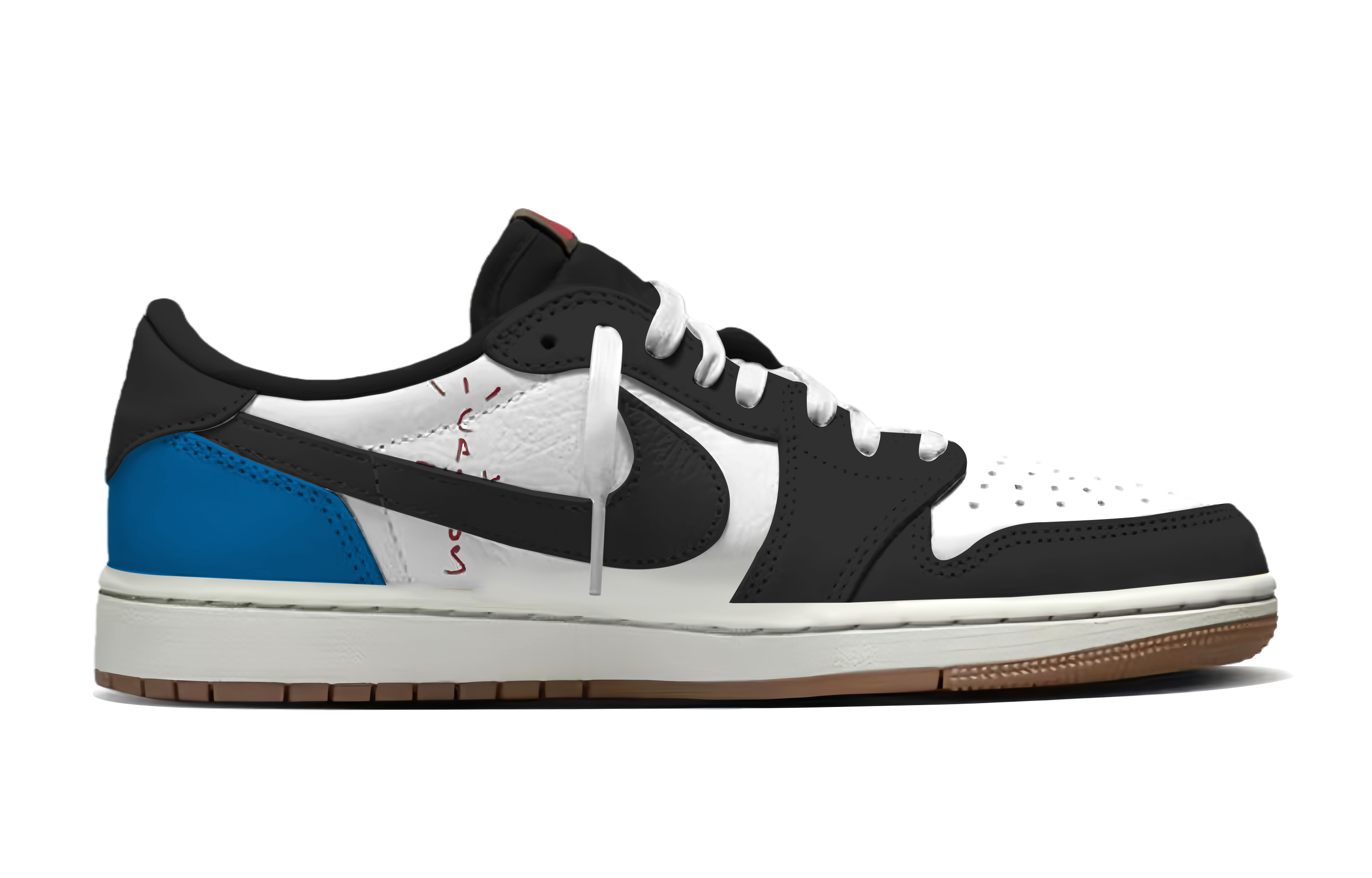 Кроссовки Travis Scott x Air 1 Lightning Travis Scott X AJ1 Low Jordan, черный белый синий — фото 4