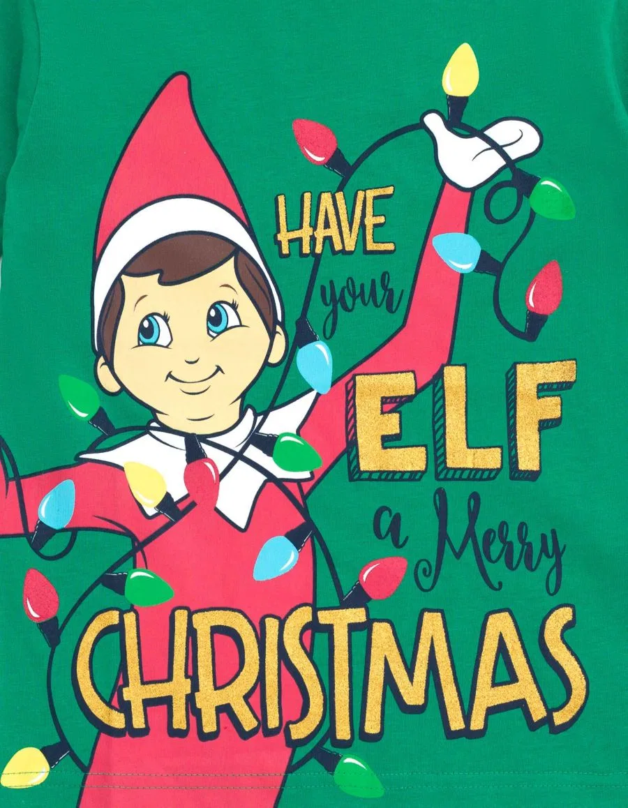 Набор из двух рождественских футболок для маленьких мальчиков Elf On The Shelf, красный/зеленый — фото 3