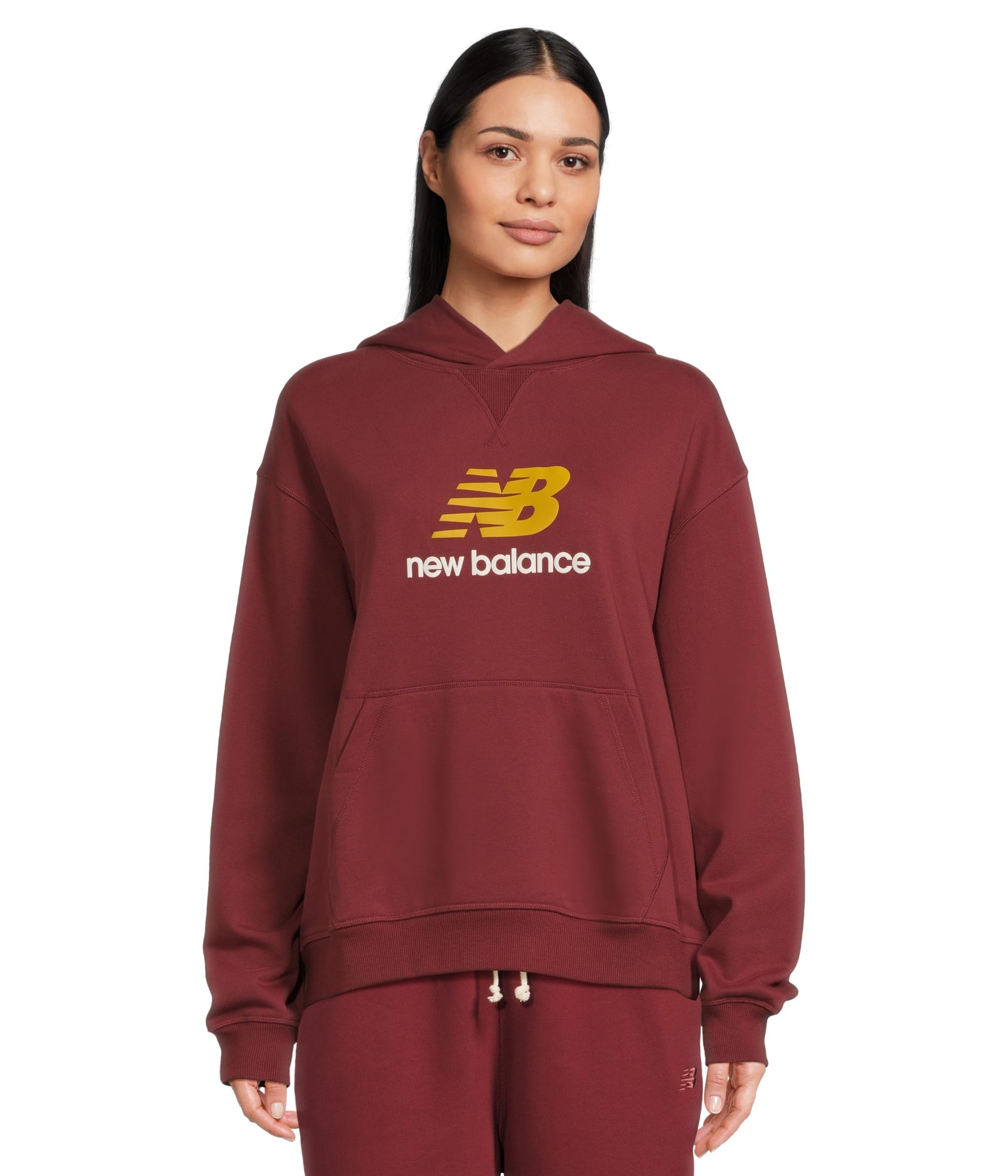 

Худи New Balance Athletics French Terry Logo Hoodie, цвет Monarch Burgundy