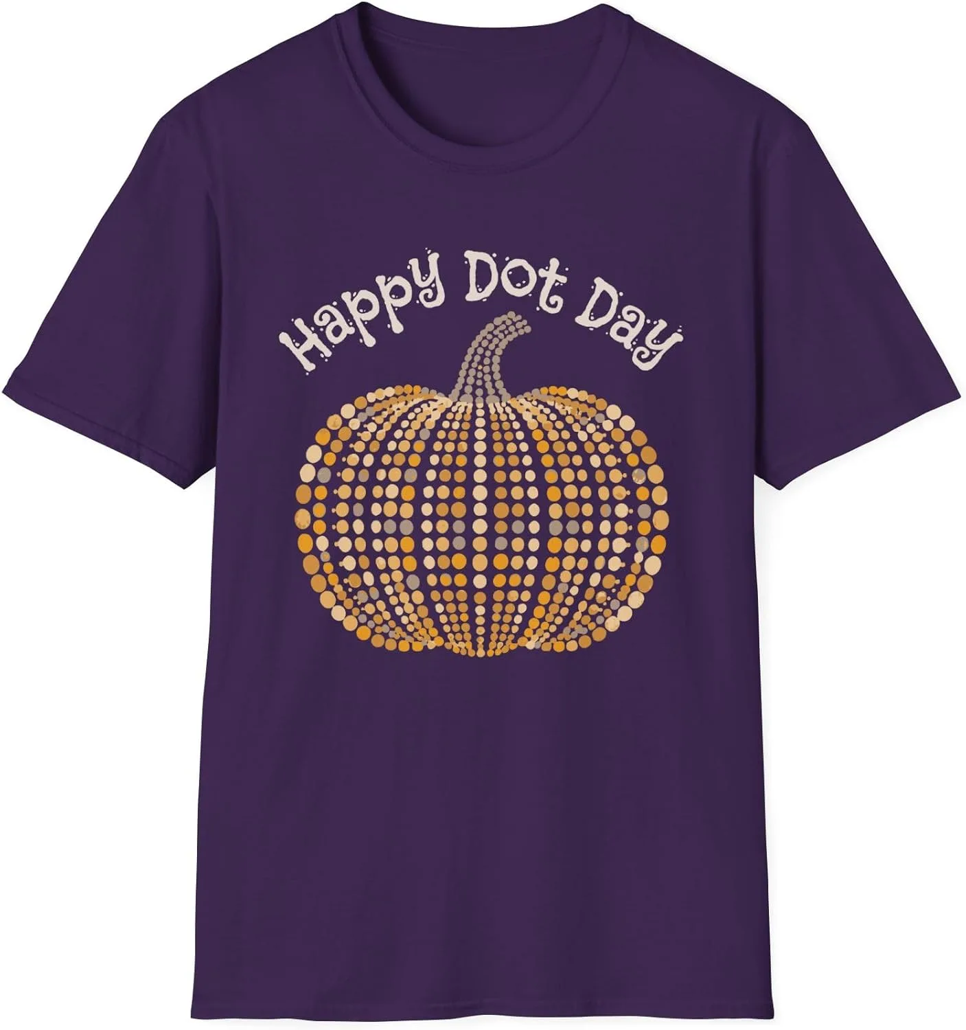 Футболка с принтом "Happy Dot Day Pumpkin Polkadot", идеально для учителя или родителя, одежда для класса, сентябрьский топ, осенняя тематика GENERIC, фиолетовый