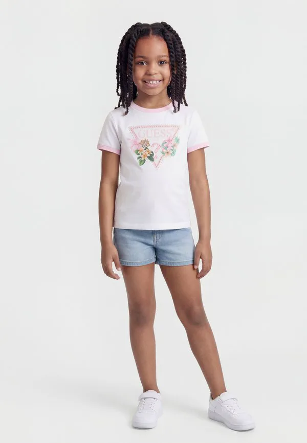 Укороченная футболка с принтом для подростков Guess, Pure White