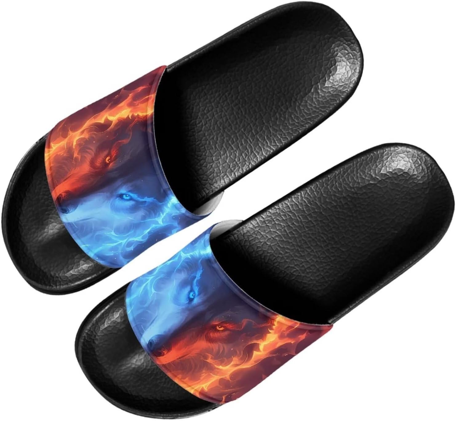 

Мужские повседневные сандалии Quxjehoe, шлепанцы для душа, нескользящие, для улицы и дома, размер 5-14, Flame Wolf