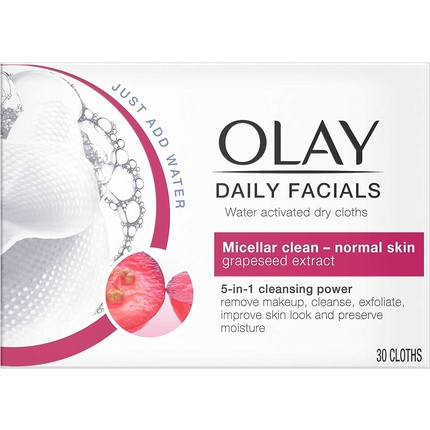 Мицеллярная вода Olay — Ежедневные процедуры для лица -в- , активируемые водой сухие салфетки, мицеллярное