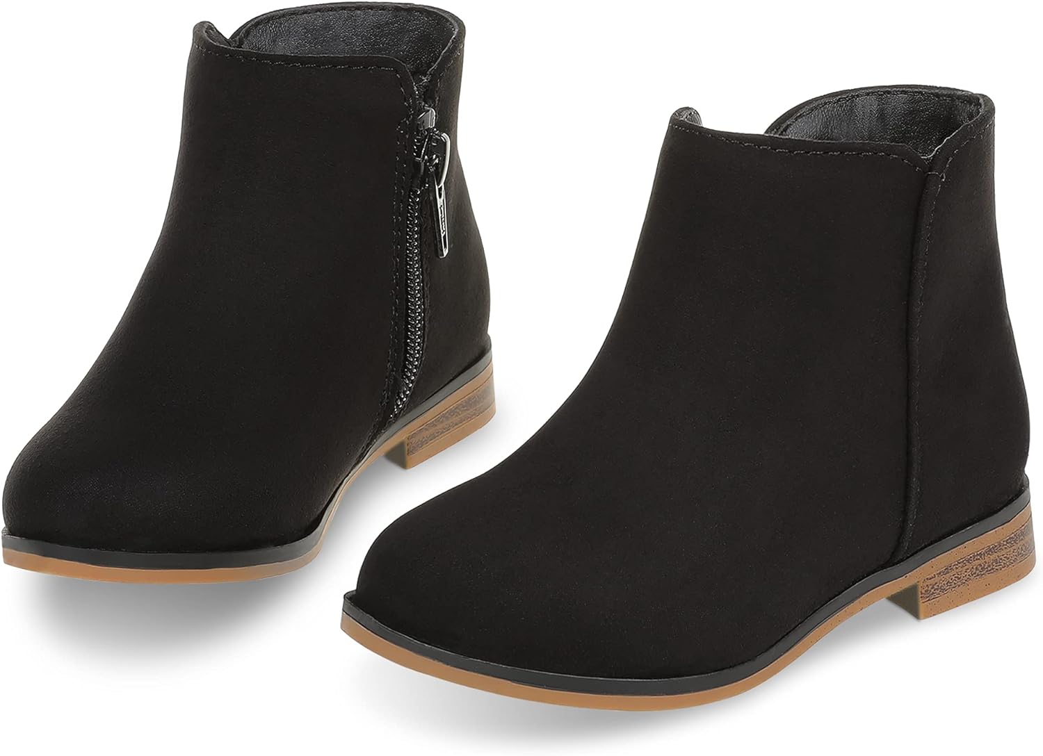 

Детские ботинки для девочек, ботильоны на молнии сбоку, модные короткие замшевые с низким каблуком Fupoia, Black