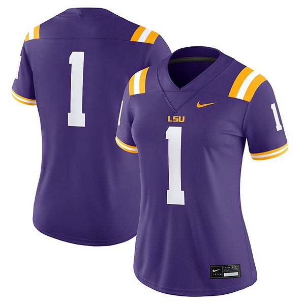Женская футболка LSU Tigers #1 в фиолетовом цвете Nike — фото 2