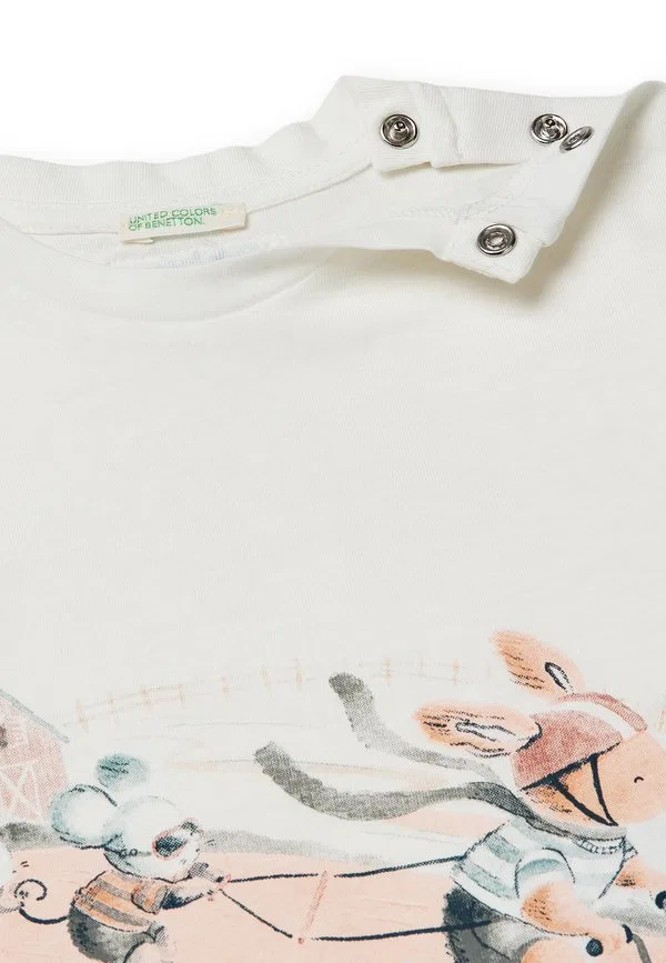 Футболка с животным принтом. футболка с принтом United Colors Of Benetton, White — фото 3