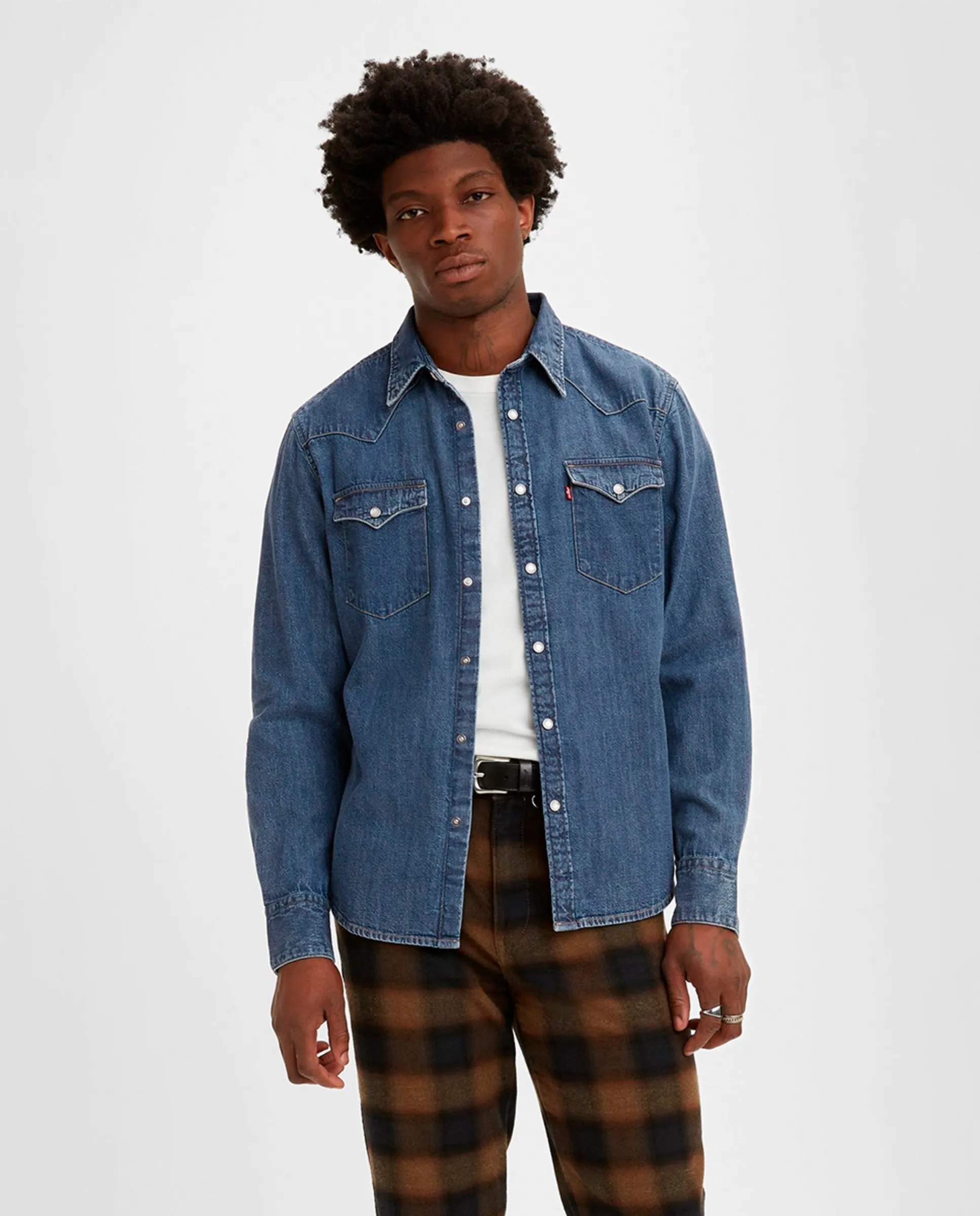 

Длинный рукав мужская джинсовая рубашка Levi'S, синий