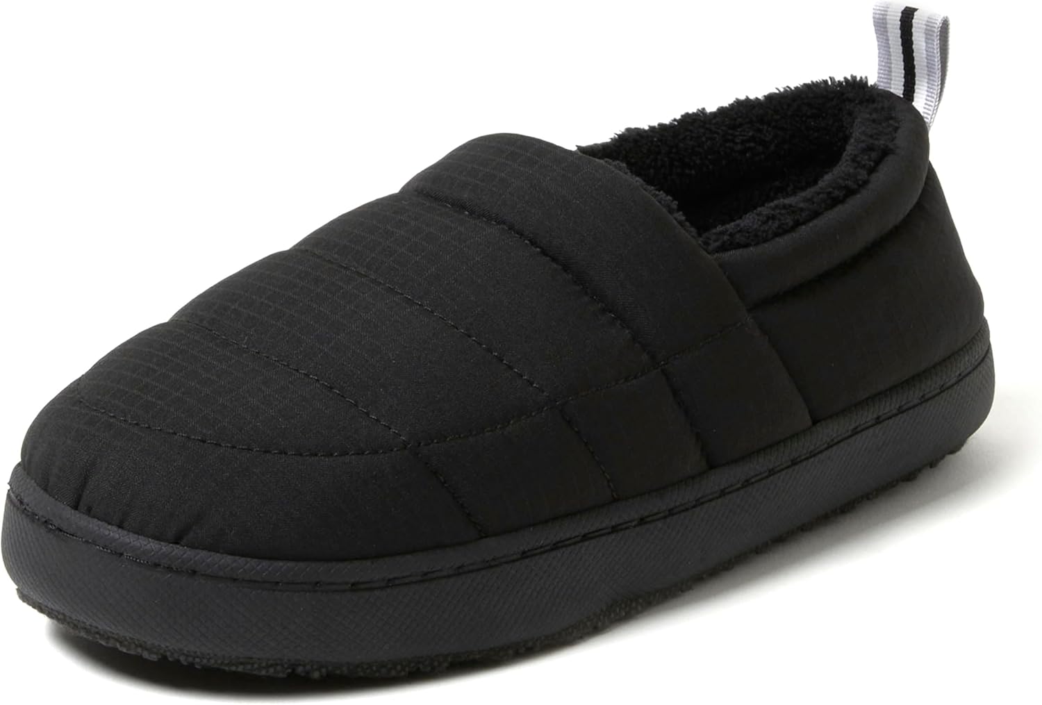 Мужские тапочки Dearfoams Indoor Outdoor Cullen Ripstop с наполнителем и стеганой спинкой для кемпинга, черный
