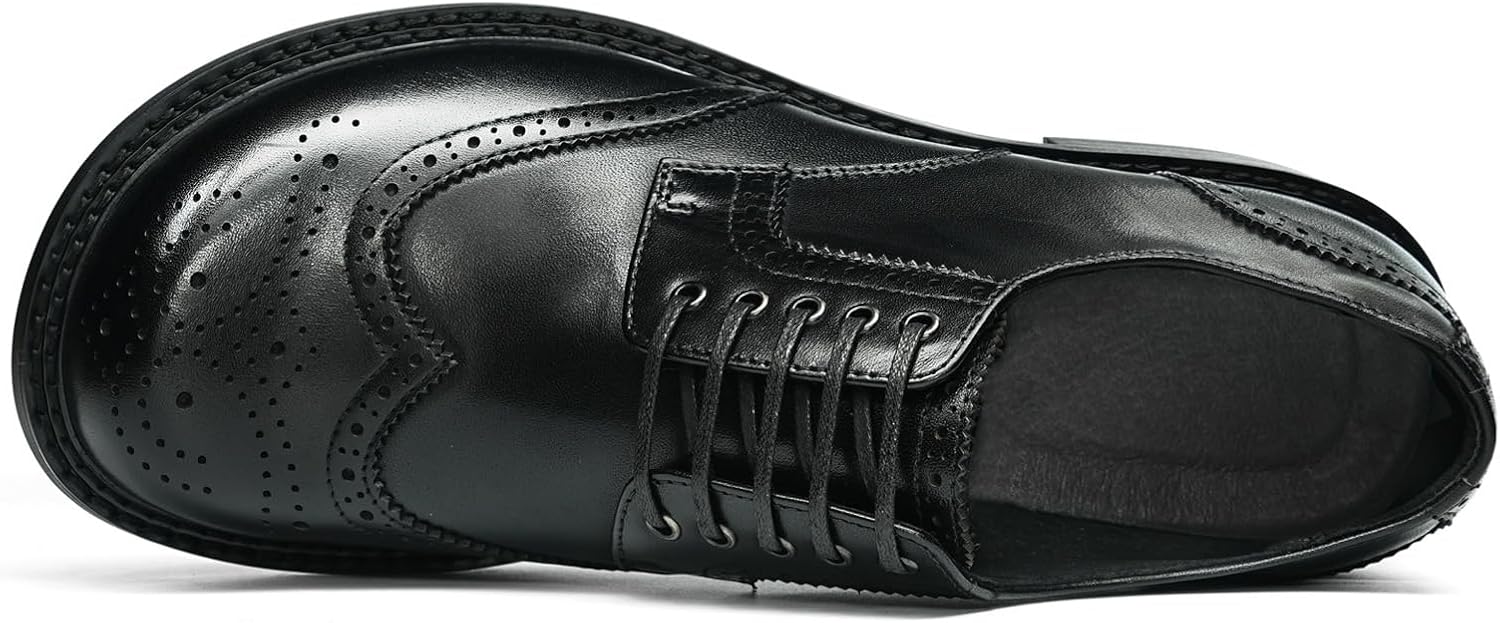 Мужские классические туфли Business Authentic Derby для мужчин, броги с крылышками, круглый носок, 5 отверстий для шнуровки, гладкая кожа, формальные и повседневные, модель 96181 Windhana, черный — фото 2