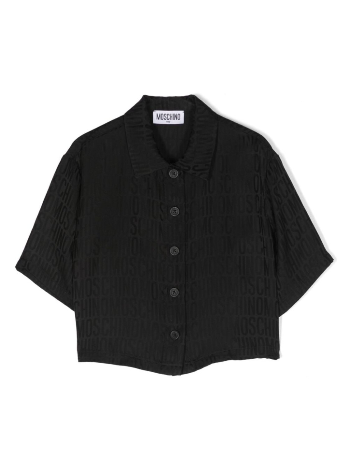 

Moschino Kids жаккардовая рубашка с монограммой, черный