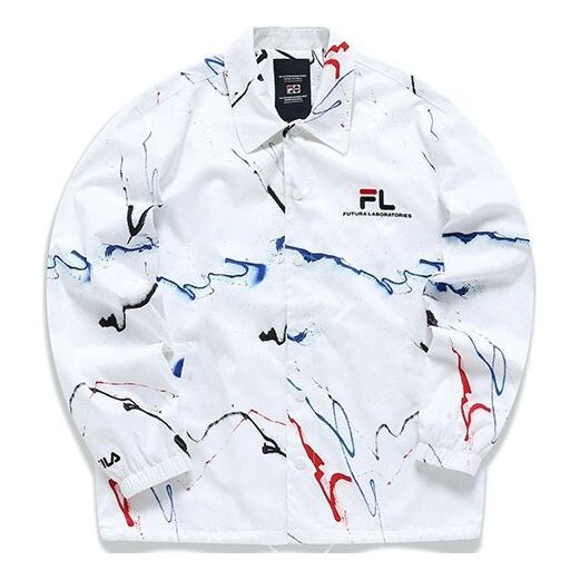 

Куртка Men's FILA FUSION x FUTURA Crossover Splash Ink Full Print Casual Coach Loose Jacket White, белый