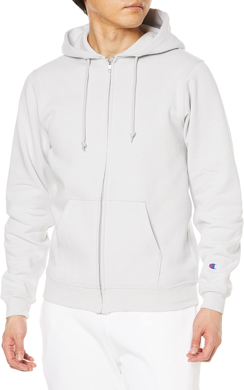 

Мужская толстовка Champion C5-Q101 на молнии, с длинным рукавом, на флисовой подкладке, защита от холода, плотность ткани 9 унций, производство США, светло-серый