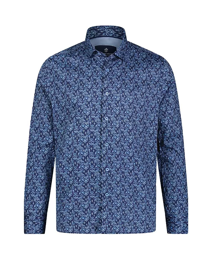 

Мужская рубашка с разноцветным черепом Multi Blue Skull Print Luchiano Visconti, синий