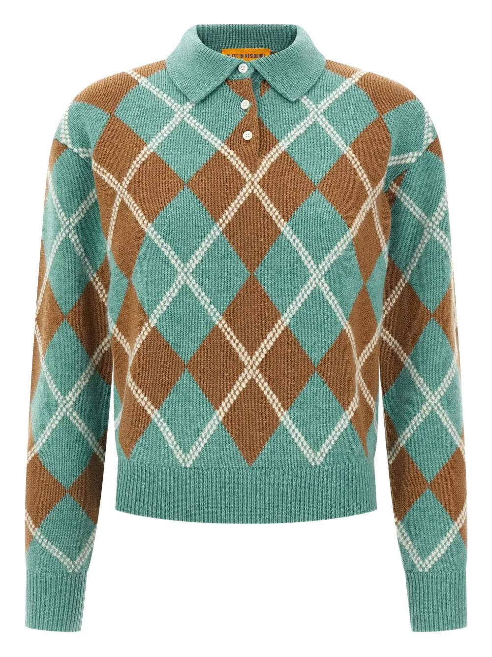 

Поло с аргайл-узором из шерсти и кашемира Guest In Residence, синий