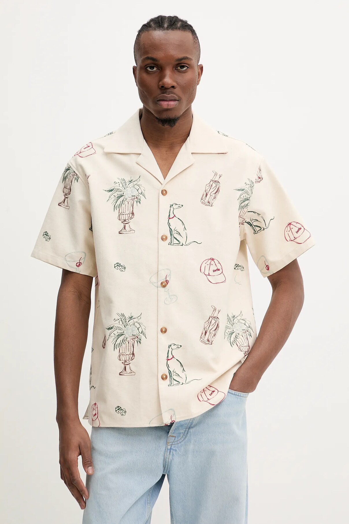 

Хлопковая рубашка La Chemise Brodee Country Club Drôle De Monsieur, бежевый