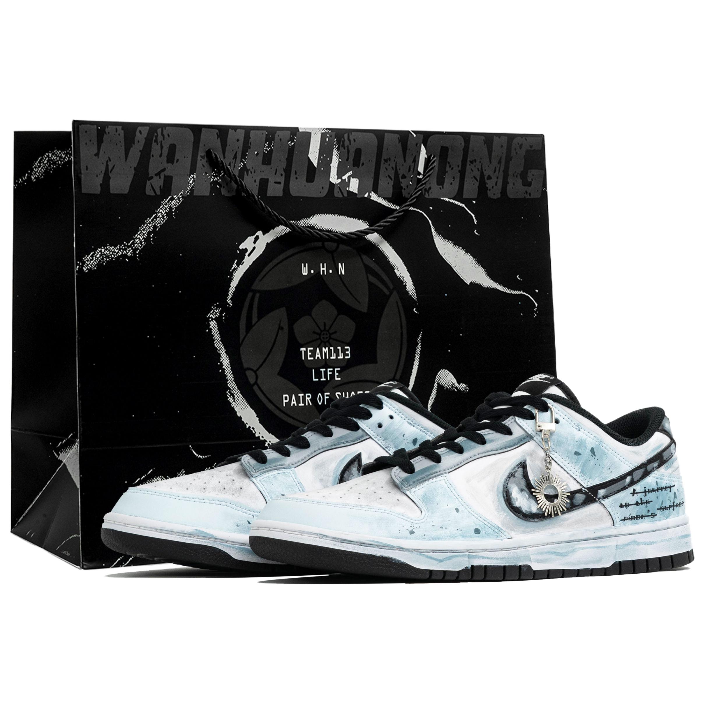 

Nike Кроссовки для скейтбординга dunk myriad flowers, sky trail, shopping bag мужские бело-синие устойчивые к истиранию низкие