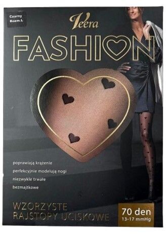 

Колготки Veera Fashion Rajstopy Wzorzyste 70 Den Serca Czarny, M