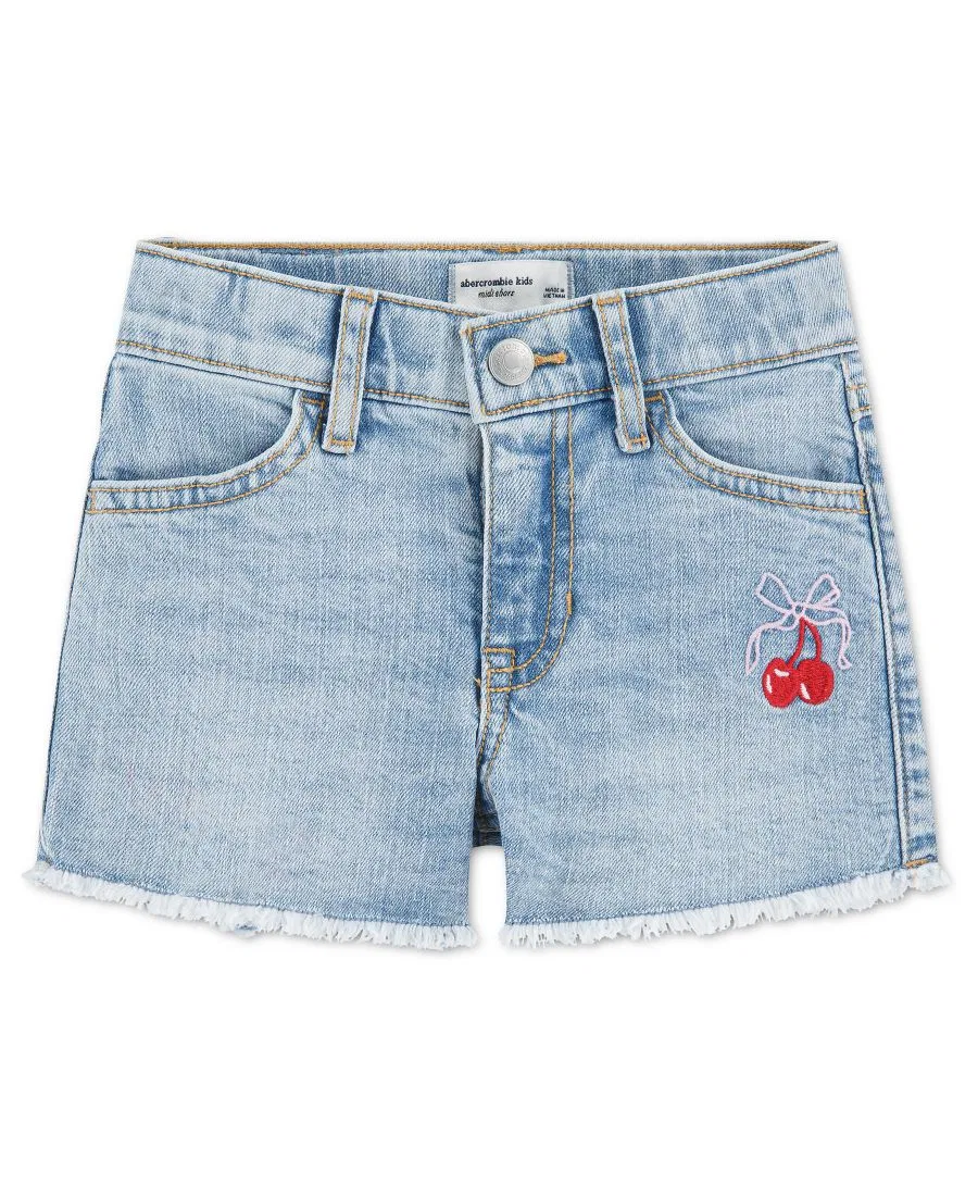 Детские джинсовые шорты с бантом вишневого цвета для девочек 2T-5T Abercrombie Kids, синий