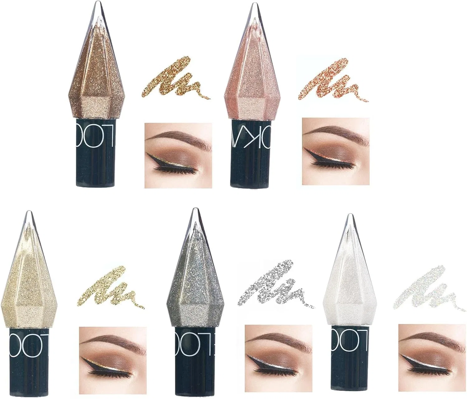 Подводка для глаз Glitter Eyeliner 5 цветов Kasvin белый — фото 2