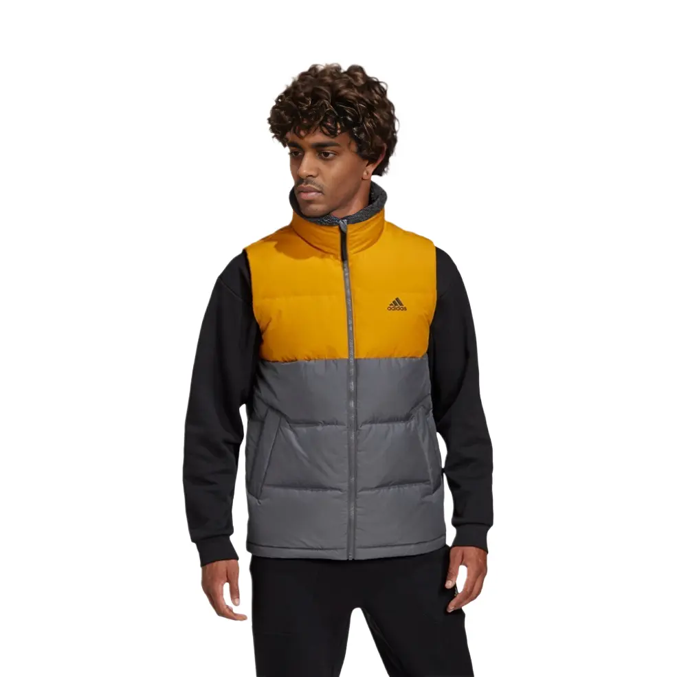 Adidas Мужская пуховая куртка желто-черная разноцветная, Yellow Black Multicolor — фото 4
